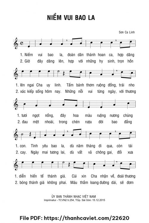 Niềm vui bao la - Lm. Sơn Ca Linh - trang 1