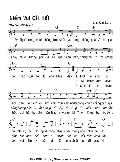 Niềm vui cải hối - Lm. Kim Long - trang 1