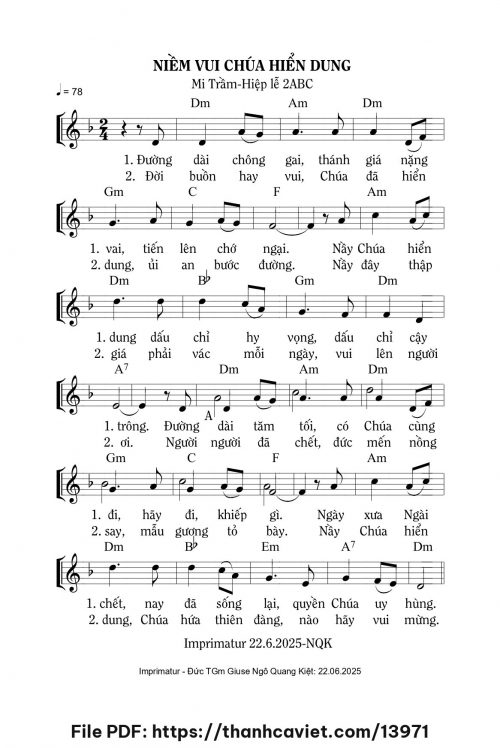 Niềm vui Chúa hiển dung - Lm. Mi Trầm - trang 1