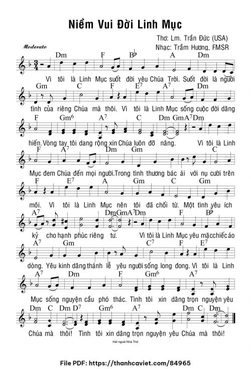 Niềm vui đời Linh mục - Sr. Trầm Hương - Thơ: Lm. Trần Đức - trang 1