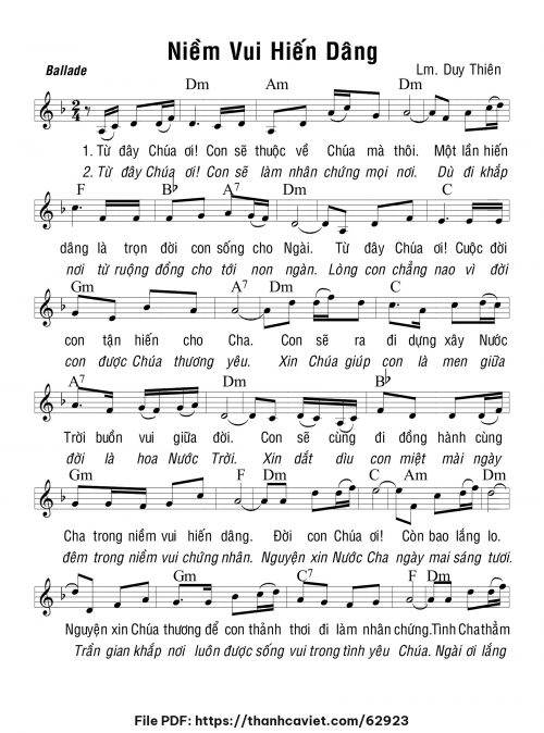 Niềm vui hiến dâng - Lm. Duy Thiên - trang 1