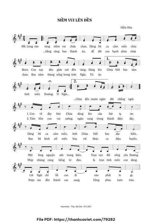 Niềm vui lên đền - Sr. Hiền Hòa - trang 1