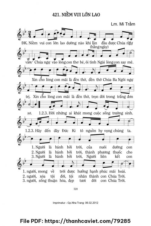 Niềm vui lớn lao - Lm. Mi Trầm - trang 1