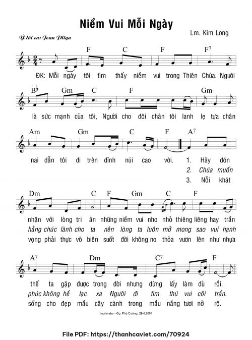 Niềm vui mỗi ngày - Lm. Kim Long - trang 1