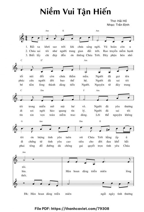 Niềm vui tận hiến - Hải Hồ - Trần Định - trang 1