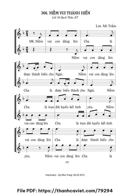 Niềm vui thánh hiến - Lm. Mi Trầm - trang 1