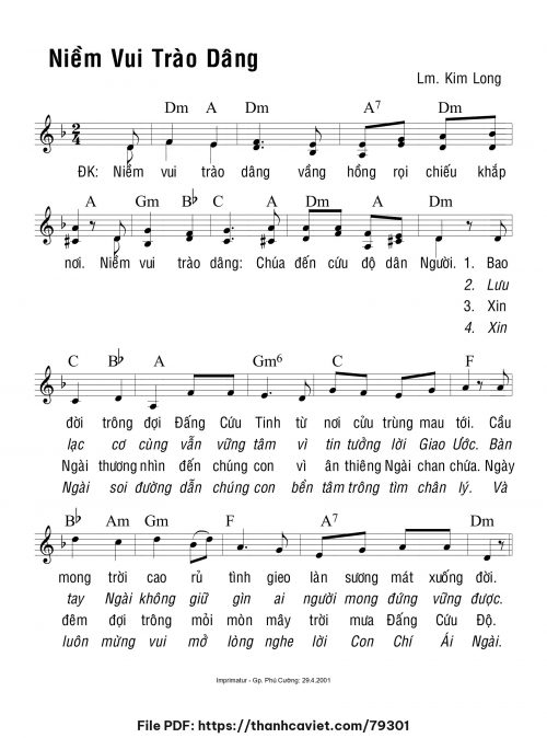 Niềm vui trào dâng - Lm. Kim Long - trang 1