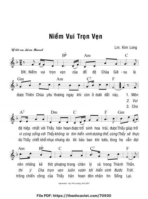 Niềm vui trọn vẹn - Lm. Kim Long - trang 1
