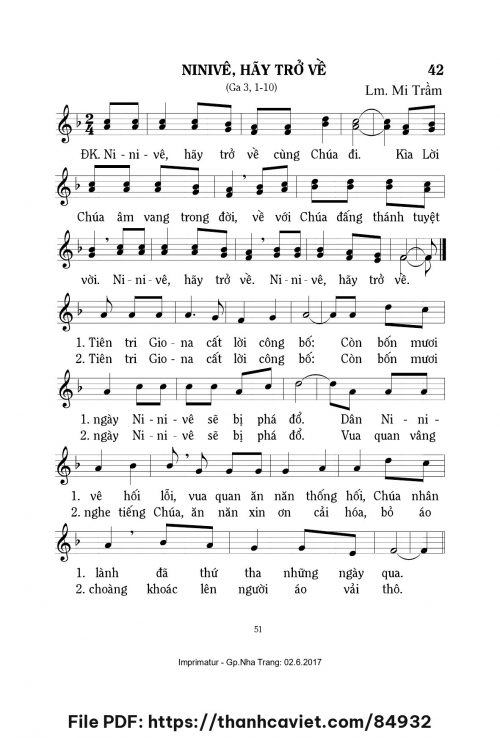 Ninivê, hãy trở về - Lm. Mi Trầm - trang 1