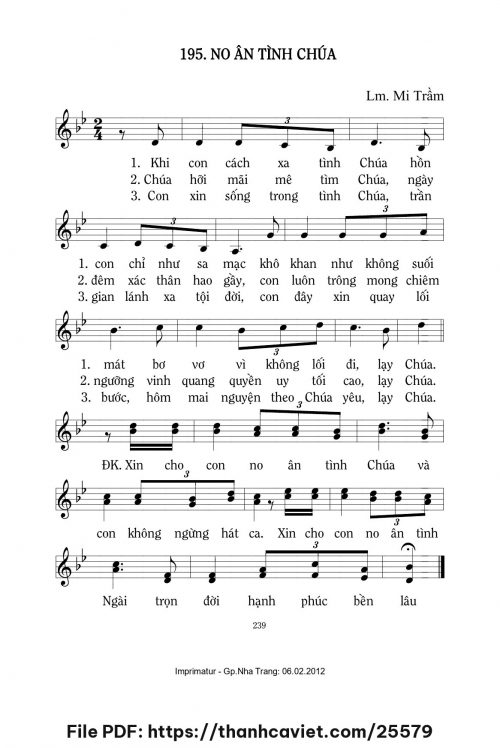 No ân tình Chúa - Lm. Mi Trầm - trang 1