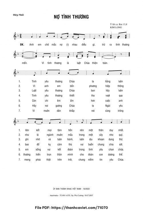 Nợ tình thương - Lm. Kim Long - trang 1