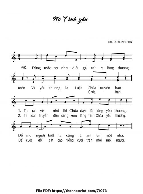 Nợ tình yêu - Lm. DUYLINH.PHN - trang 1