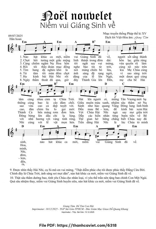 Noel Nouvelet Niềm vui Giáng Sinh về - Lm. Giang Tâm (Nhạc Ngoại, lời Việt) - trang 1
