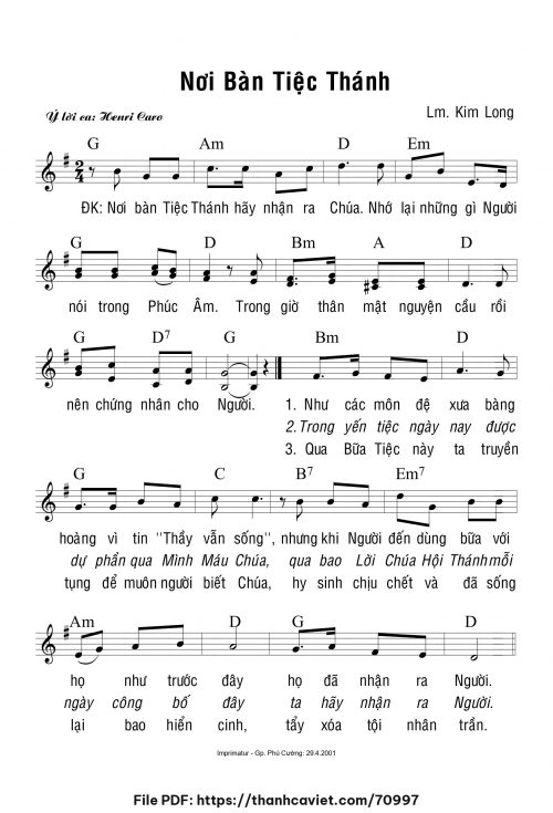 Nơi bàn Tiệc Thánh - Lm. Kim Long - trang 1