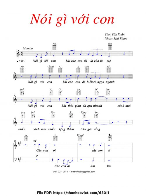 Nói gì với con - Mai Phạm - Thơ: Tấn Xuân - trang 1