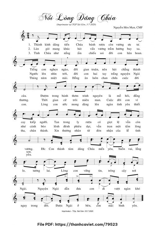 Nỗi lòng dâng Chúa - Lm. Nguyễn Hèn Mọn, CMF - trang 1