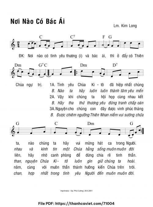 Nơi nào có bác ái - Lm. Kim Long - trang 1