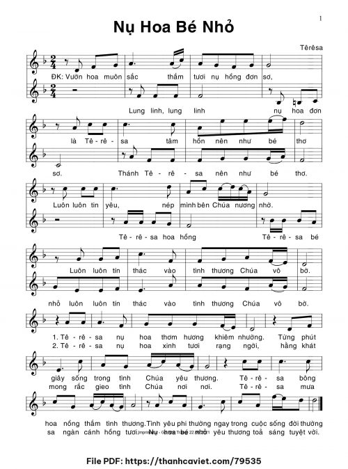 Nụ hoa bé nhỏ - Sr. Têrêsa - trang 1