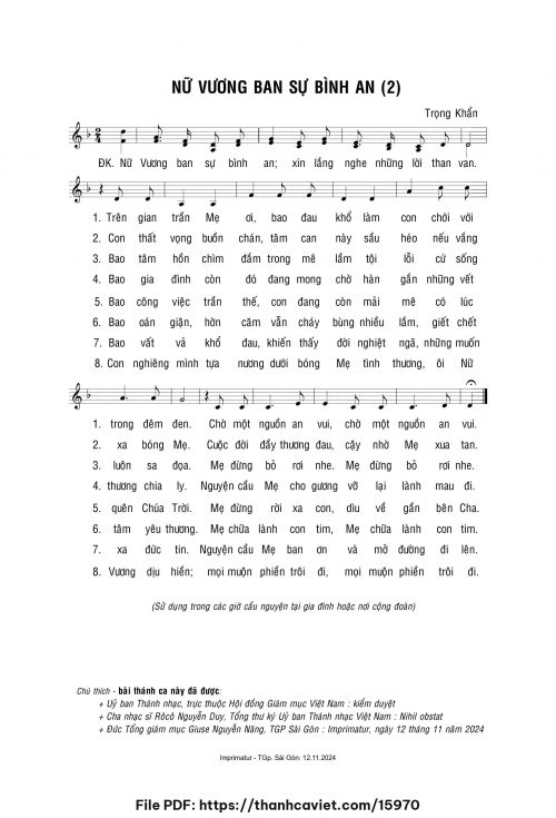 Nữ Vương ban sự bình an [2] - Lm. Trọng Khẩn - trang 1