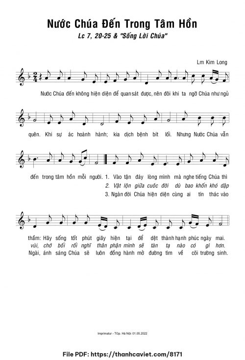 Nước Chúa đến trong tâm hồn - Lm. Kim Long - trang 1