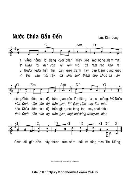 Nước Chúa gần đến - Lm. Kim Long - trang 1