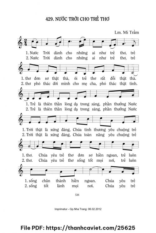 Nước Trời cho trẻ thơ - Lm. Mi Trầm - trang 1