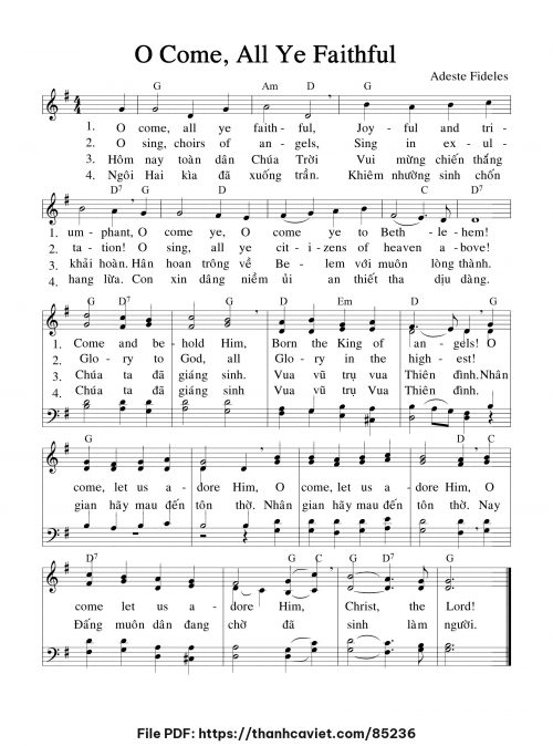 O Come All Ye Faithful - Adeste Fideles - trang 1