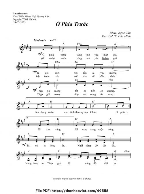 Ở phía trước - Ngọc Cẩn - Thơ: Lm. Hồ Đức Minh - trang 1