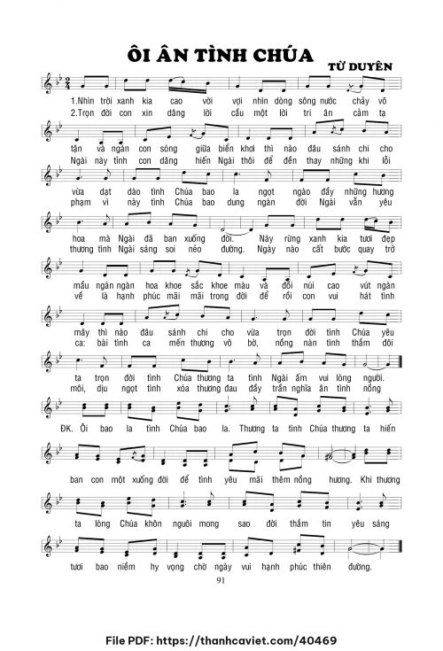 Ôi ân tình Chúa - Lm. Từ Duyên - trang 1
