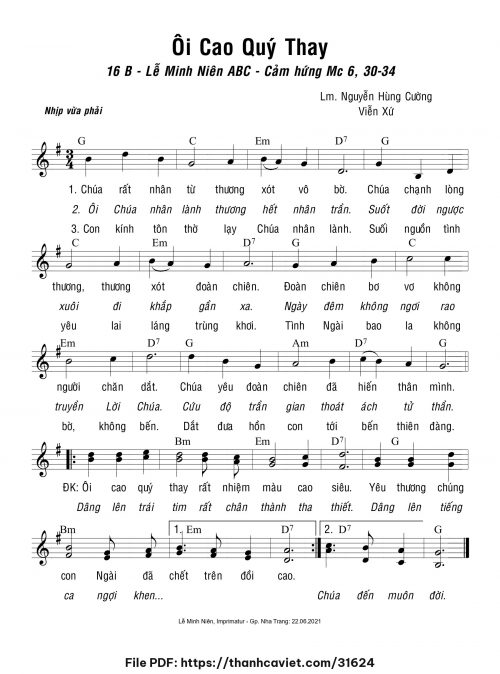 Ôi cao quý thay - Lm. Nguyễn Hùng Cường - Viễn Xứ - trang 1