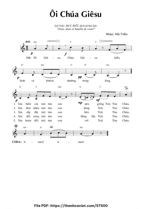 Ôi Chúa Giêsu - Hải Triều - trang 1