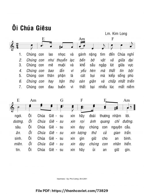 Ôi Chúa Giêsu - Lm. Kim Long - trang 1