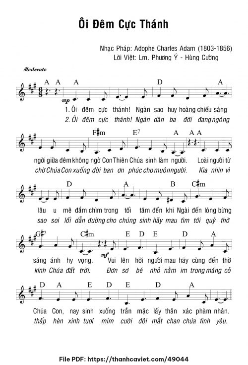 Ôi đêm cực thánh - Phương Ý - Lm. Nguyễn Hùng Cường (Nhạc Ngoại, lời Việt) - trang 1
