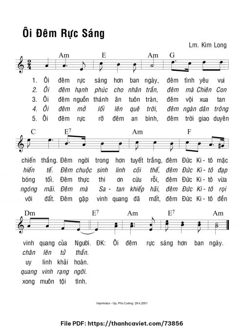 Ôi đêm rực sáng - Lm. Kim Long - trang 1