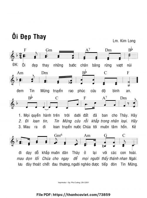 Ôi đẹp thay - Lm. Kim Long - trang 1