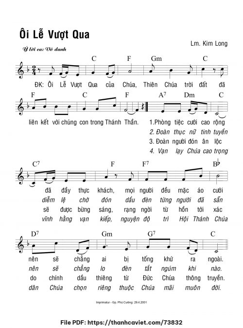 Ôi Lễ Vượt Qua - Lm. Kim Long - trang 1