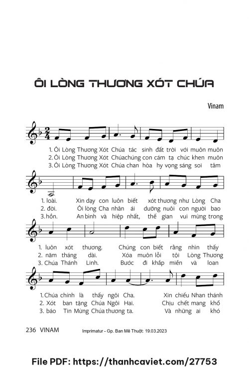 Ôi Lòng Thương Xót Chúa - Vinam - trang 1