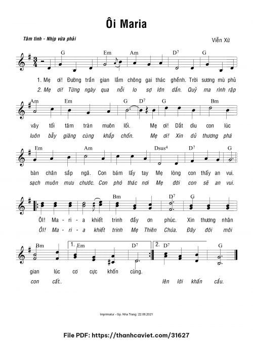 Ôi Maria - Viễn Xứ - trang 1