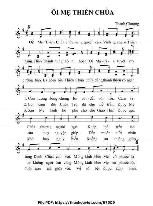 Ôi Mẹ Thiên Chúa - Thanh Chương - trang 1
