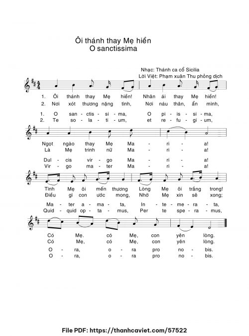 Ôi thánh thay Mẹ hiền - Khổng Vĩnh Thành (Nhạc Ngoại, lời Việt) - trang 1