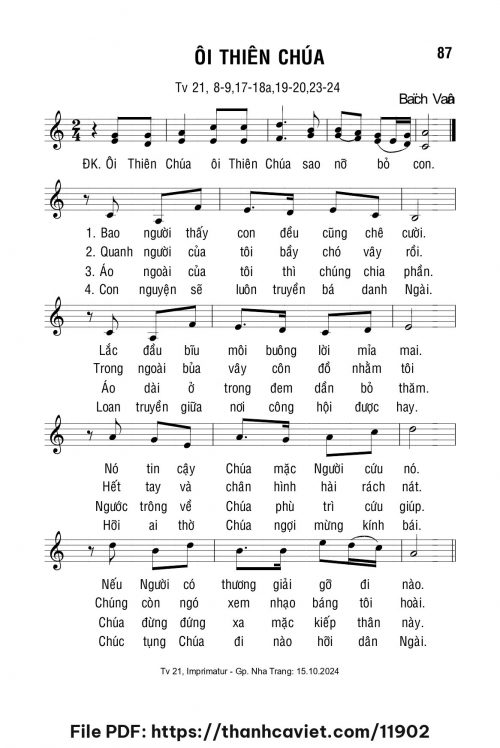 Ôi Thiên Chúa - Lm. Bạch Vân - trang 1