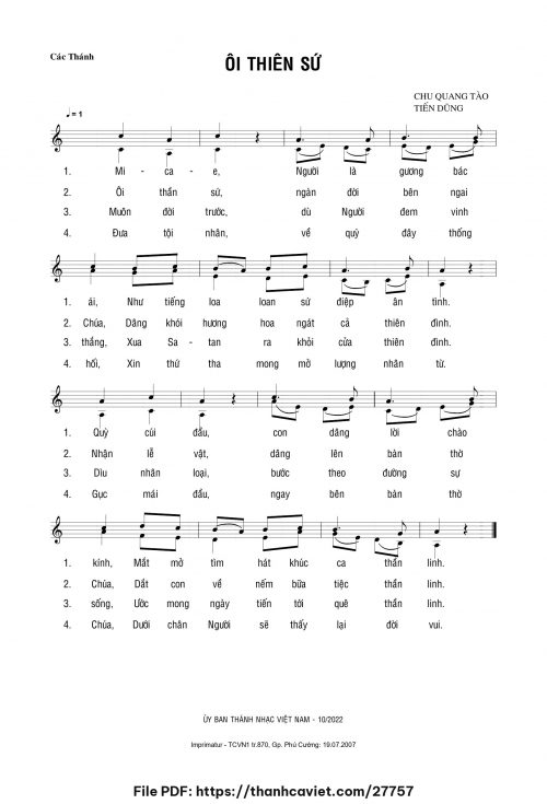 Ôi Thiên Sứ - Lm. Tiến Dũng - Chu Quang Tào - trang 1