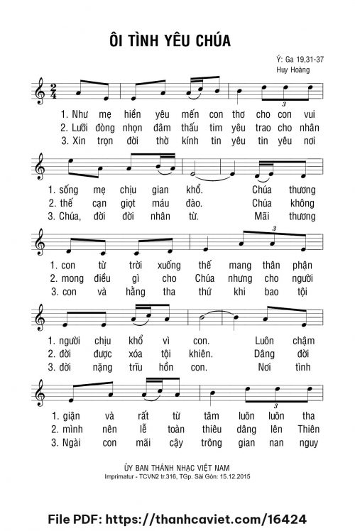 Ôi tình yêu Chúa - Lm. Huy Hoàng - trang 1
