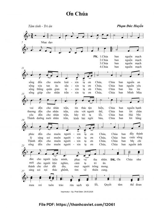 Ơn Chúa - Phạm Đức Huyến - trang 1