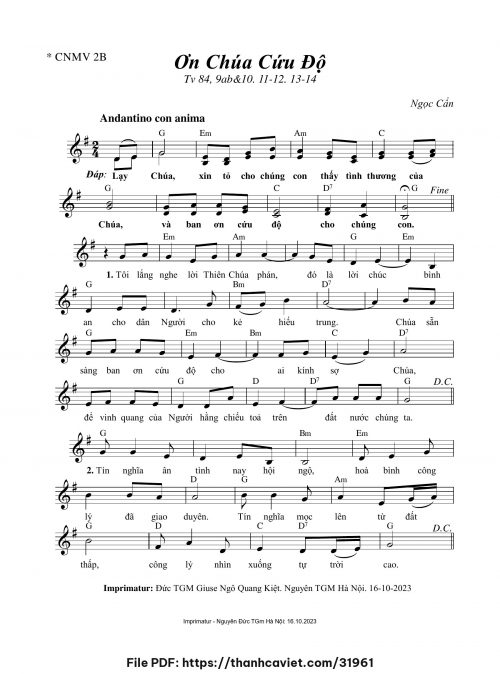 Ơn Chúa cứu độ - Ngọc Cẩn - trang 1