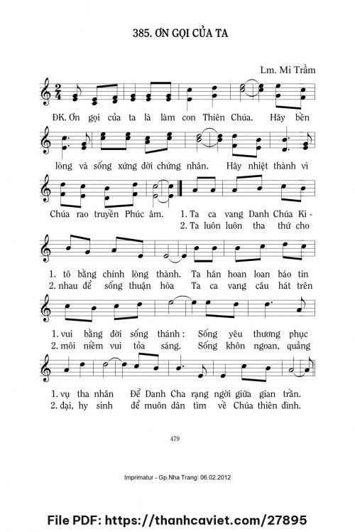 Ơn gọi của ta - Lm. Mi Trầm - trang 1