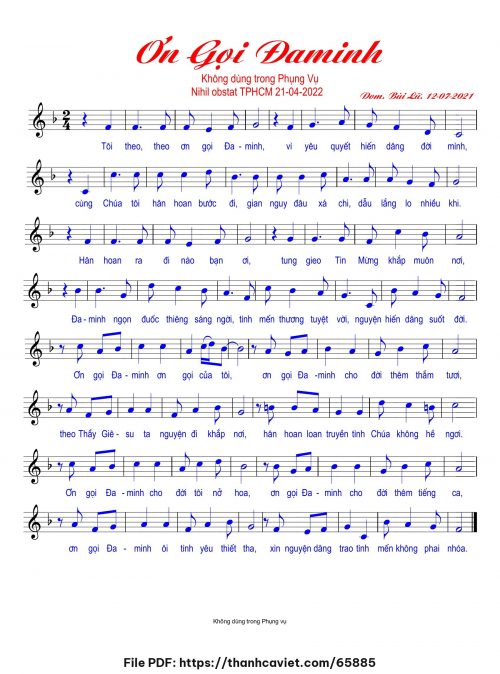 Ơn gọi Đaminh - Dom. Bùi Lữ - trang 1