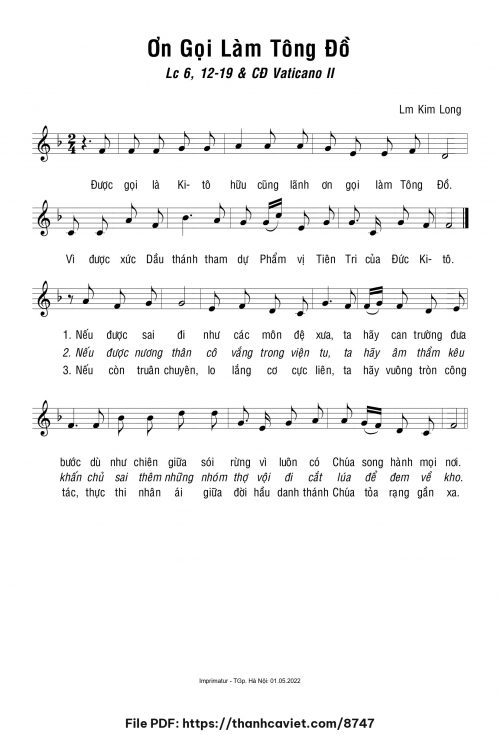 Ơn gọi làm Tông Đồ - Lm. Kim Long - trang 1