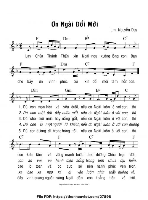 Ơn Ngài đổi mới - Lm. Nguyễn Duy - trang 1