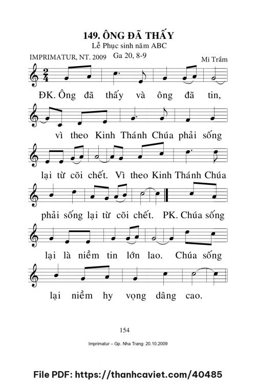 Ông đã thấy [CN Lễ Phục Sinh năm ABC] – - Lm. Mi Trầm - trang 1